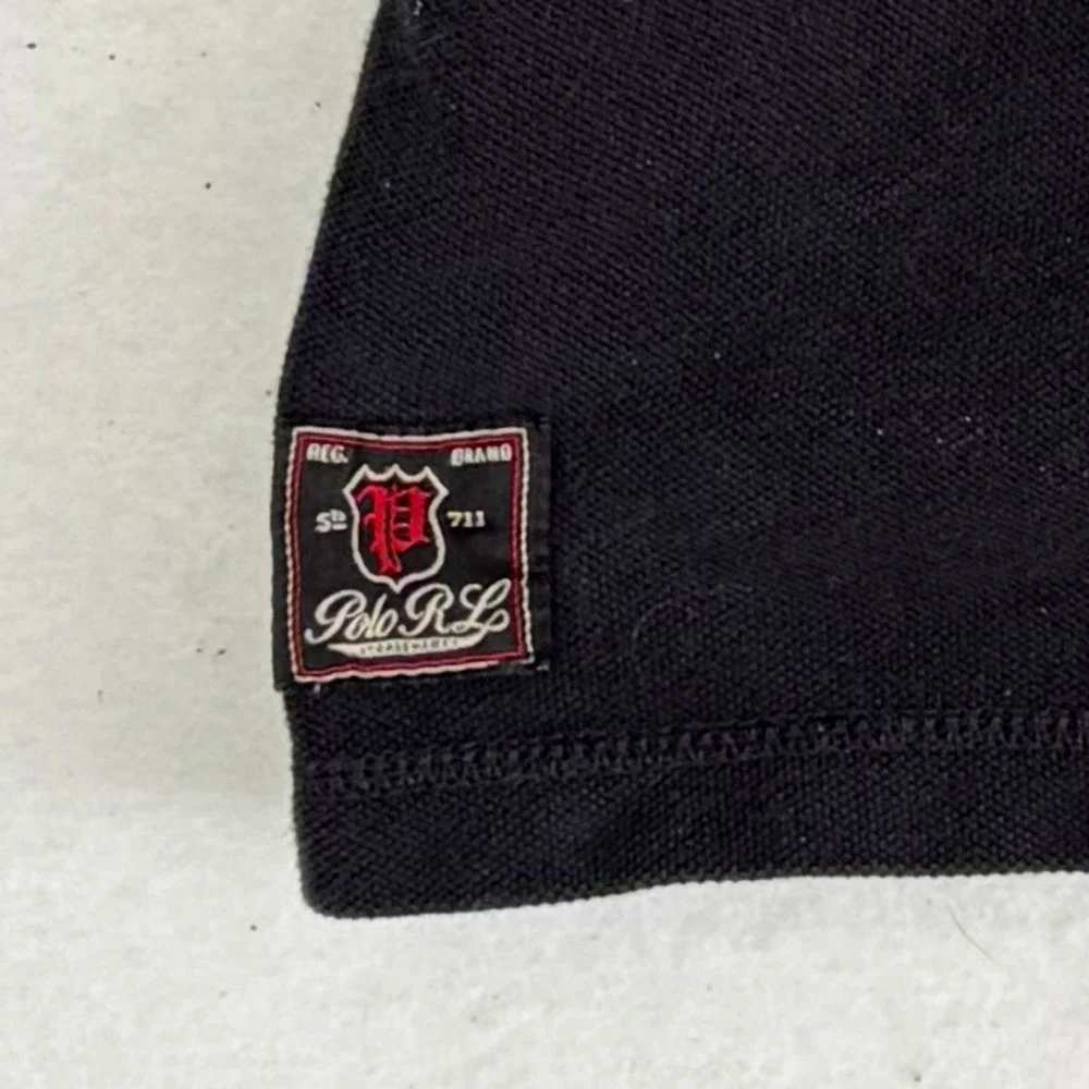Polo Ralph Lauren Polo Shirt Mens 4XB Black USA 1967 Graphic Logo Raglan Sleeve